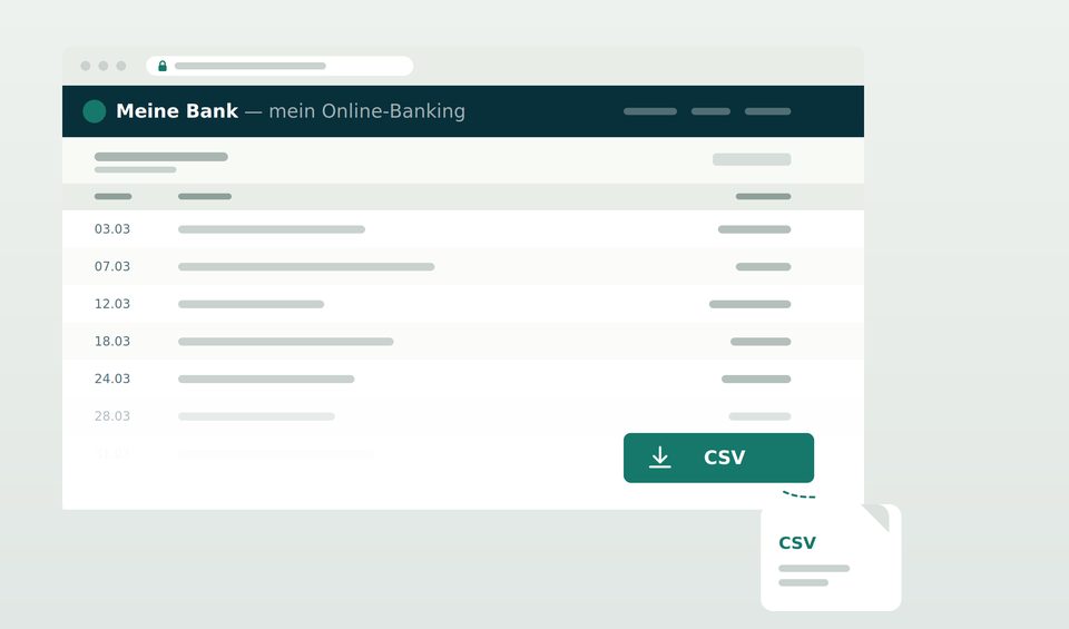 Eine bei der Bank exportierte Umsatzdatei.